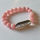 Women's 10 MM Pink Morganite Silver "Wish" Stretch Bracelet  7.50" #264