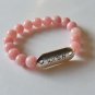 Women's 10 MM Pink Morganite Silver "Wish" Stretch Bracelet  7.50" #264