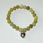 Women's 8 MM Lemon Jade Puffed Heart Stretch Bracelet 7.25" #267