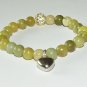 Women's 8 MM Lemon Jade Puffed Heart Stretch Bracelet 7.25" #267