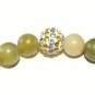 Women's 8 MM Lemon Jade Puffed Heart Stretch Bracelet 7.25" #267