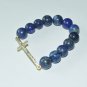 Women's 12 MM Lapis Lazuli Crystal Sideways Cross Stretch Bracelet 7.50"  #270