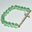 Women's 10 MM Sea Foam Green Swarovski Crystal Sideways Cross Stretch Bracelet 7.00"  #279