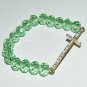 Women's 10 MM Sea Foam Green Swarovski Crystal Sideways Cross Stretch Bracelet 7.00"  #279