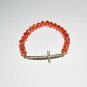 Women's 8 MM Orange Faceted Swarovski Crystal Sideways Cross Stretch Bracelet 7.25" #282