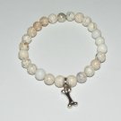 Unisex 8 MM White Howlite Dog Lovers Stretch Bracelet 7.75"  #283