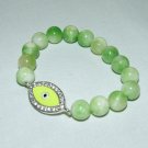 Women's 10 MM Green Kunzite/Hiddenite Evil Eye Charm Bracelet 7.50" #287