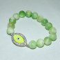 Women's 10 MM Green Kunzite/Hiddenite Evil Eye Charm Bracelet 7.50" #287
