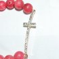 Women's 12 MM Pink Agate Sideways Cross Stretch Bracelet 7.75" #288