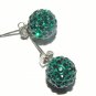 10 MM Emerald Green Swarovski Crystal Pave Sphere Stud Earrings