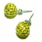 10 MM Canary Yellow Swarovski Crystal Pave Sphere Stud Earrings