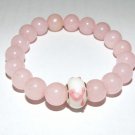 Women's 10 MM  Rose Quartz Awareness Murano Glass Ribbon Stretch Bracelet 7.50"