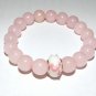 Women's 10 MM  Rose Quartz Awareness Murano Glass Ribbon Stretch Bracelet 7.50"