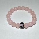Women's 10 MM Rose Quartz Awareness Murano Glass Ribbon Stretch Bracelet 7.50"