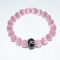 Women's 10 MM Pink Cat's Eye Mexican Opal Murano Glass Awareness  Charm Bracelet 7.50"