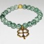 Women's 8 MM Tree Agate 4 Leaf Clover Stretch Bracelet 7.50" #289