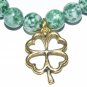 Women's 8 MM Tree Agate 4 Leaf Clover Stretch Bracelet 7.50" #289