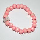 Women's 10MM Wooden Bead Breast Cancer Awareness Bracelet  7.50"