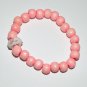 Women's 10MM Wooden Bead Breast Cancer Awareness Bracelet  7.50"