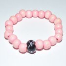 Women's 10MM Wooden Bead Breast Cancer Awareness Bracelet 7.50"