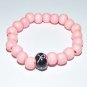 Women's 10MM Wooden Bead Breast Cancer Awareness Bracelet 7.50"