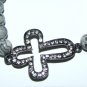Women's 8 MM Gray Crazy Lace Agate Crystal Cross Stretch Bracelet 7.50" #293