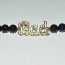 Women's 10 MM Black Onyx "BAD" Crystal Stretch Bracelet 7.50"