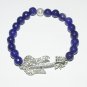 Women's 8 MM Sapphire Blue Jade Crystal Guitar Stretch Bracelet 7.50" #297