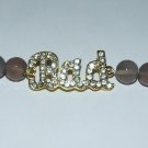 Women's 10 MM Faceted Gray Agate "BAD" Crystal Stretch Bracelet 7.50"