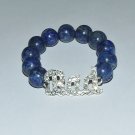 Women's 12 MM Lapis Lazuli Pave Crystal "BAD" Stretch Bracelet 7.50"