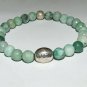 Men's 8 MM Tree Agate "LUCK" Stretch Bracelet 8.25"