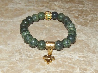 Women's 8 MM Serpentine Fleur de Lis Stretch Bracelet 7.10"