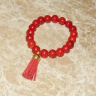 10 MM Carnelian Mala Tassel Stretch Bracelet 7.50"