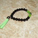 Men's 10 MM Black Onyx Buddha Mala Tassel Stretch Bracelet  8.0"