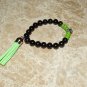 Men's 10 MM Black Onyx Buddha Mala Tassel Stretch Bracelet  8.0"