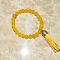 8 MM Marigold Jade Mala Tassel Stretch Bracelet 7.25"