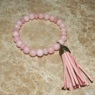 Women's 8 MM Morganite Mala Tassel Stretch Bracelet 7.25"