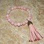 Women's 8 MM Morganite Mala Tassel Stretch Bracelet 7.25"