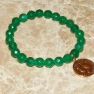 Women's 8 MM Emerald Green Jade Golden Napoleon Coin Stretch Bracelet 7.25"