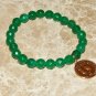 Women's 8 MM Emerald Green Jade Golden Napoleon Coin Stretch Bracelet 7.25"
