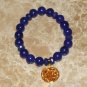 Women's 10 MM Sapphire  Blue Jade Napoleon Coin Stretch Bracelet 7.25"