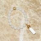 Women's 10 MM White Agate Mala Tassel Bracelet 7.25"