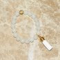 Women's 10 MM White Agate Mala Tassel Bracelet 7.25"