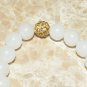 Women's 10 MM White Agate Mala Tassel Bracelet 7.25"