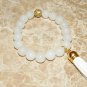 Women's 10 MM White Agate Mala Tassel Bracelet 7.25"
