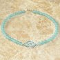 8 MM Aquamarine Swarovski Evil Eye Choker Necklace 17.5"