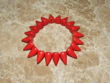 Unisex Red Howlite Spike Stretch Bracelet 7.50"
