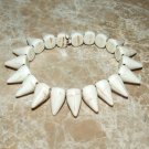Unisex Natural Howlite Spike Stretch Bracelet 7.50"