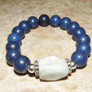 Men's 12 MM Lapis Lazuli with Aquamarine Nugget Bracelet 8.10"