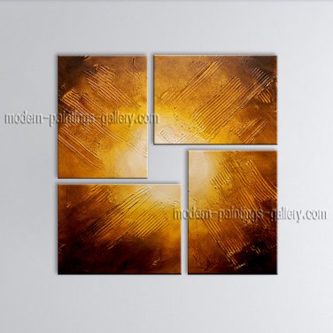Hand Painted Tetraptych Modern Abstract Painting Wall Art Gallery Wrapped